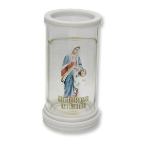 PV158102 - Porta Vela Vidro Maria Passa na Frente - 17x9,3cm