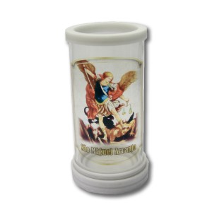 PV158181 - Porta Vela Vidro São Miguel Arcanjo - 17x9,3cm