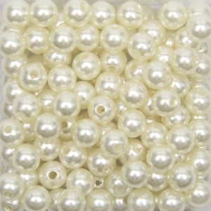 CTM1070021P50G - Contas Bolinhas Pérola Creme c/ 50 gramas - 8mm