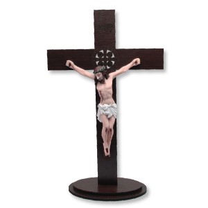 CU762312 - Crucifixo de Mesa São Bento Madeira - 36x22cm