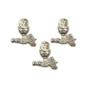 MD112002P3 - Pingente Primeira Eucaristia Níquel c/ 3un. - 3,5x3,5cm