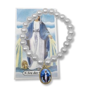 PU410408 - Pulseira N. Sra. das Graças Pérola Branca - 11x2cm