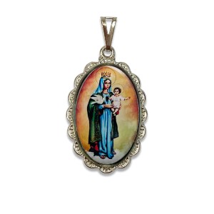 MD128092 - Medalha N. Sra. da Boa Esperança Rendada Níquel - 4,1x2,6cm