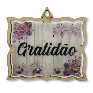 PC380698 - Porta Chaves Gratidão MDF Resinado - 15,5x14cm