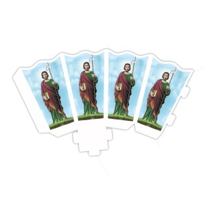 PE178051P12 - Protetor de Vela São Judas Tadeu c/ 12un. - 20x8cm