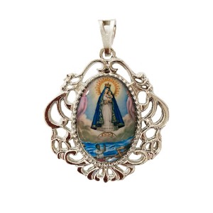 MD129106 - Medalha N. Sra. da Caridade Camafeu Níquel - 4,5x4cm