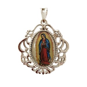 MD129024 - Medalha N. Sra. de Guadalupe Camafeu Níquel - 4,5x4cm