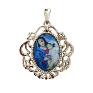 MD129014 - Medalha N. Sra. da Divina Providência Camafeu Níquel - 4,5x4cm