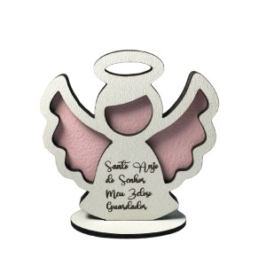 PD14011 - Pedestal Santo Anjo Rosa MDF - 9x8,5cm