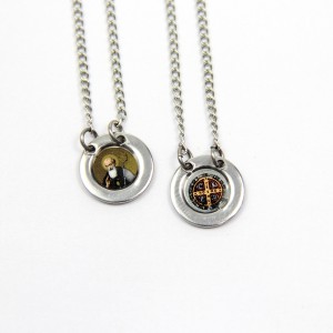 ES45300 - Escapulário São Bento Aço Inox - 61,3x1,3cm (R018)