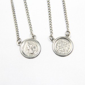 ES45302 - Escapulário São Bento Aço Inox - 61,3x1,3cm (R283)