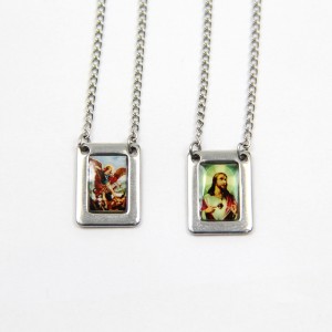 ES45200 - Escapulário São Miguel Arcanjo Aço Inox - 61,5x1,2cm (R086)