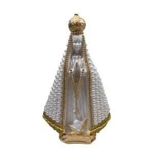 IM100280 - Imagem N. Sra. Aparecida c/ Pérola Branca e Strass - 22x14cm