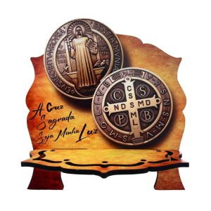 PB814002 - Porta Bíblia São Bento Madeira MDF - 28x26cm (G)