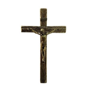 CW830610 - Crucifixo Parede Metal Ouro Velho - 24,5x14cm