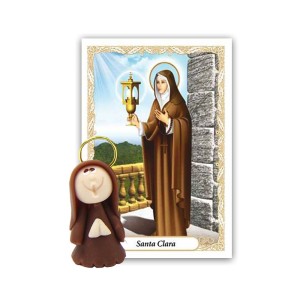 ST16007 - Mini Santinha Santa Clara de Biscuit c/ Oração