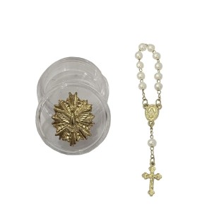 CXM75152 - Caixinha Divino Espírito Santo Dourada c/ Dezena - 3,8x1,7cm