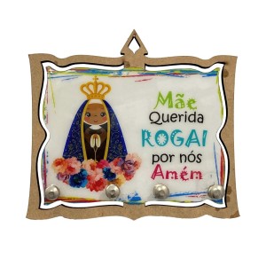 PC380585 - Porta Chaves N. Sra. Aparecida MDF Resinado - 15x13,5cm