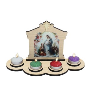 KT320000 - Coroa do Advento MDF com Velas - 27x14,5cm