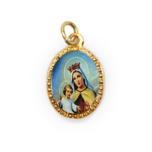MD103050P10 - Medalha de Alumínio Oval Dourada c/ 10un. N. Sra. Do Carmo - 2X1,3cm