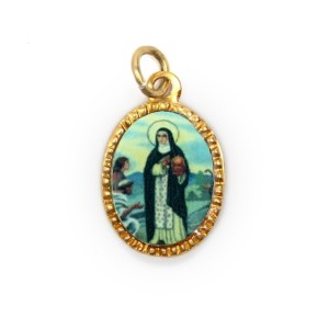 MD103087P10 - Medalha de Alumínio Oval Dourada c/ 10un. Santa Edwiges - 2X1,3cm