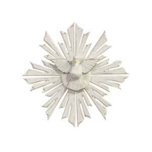 DF1983040 - Divino Espírito Santo Resplendor Madeira Branca - 37x37cm