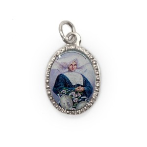 MD103682P10 - Medalha de Alumínio Oval Prata c/ 10un. Santa Catarina de Labouré - 2x1,3cm