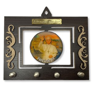 PC380761 - Porta Chaves Papa Leão XIV MDF Resinado - 17x15cm 