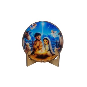 IM32103 - Pedestal Presépio Madeira MDF Resinado - 7x7cm