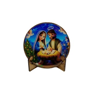 IM32104 - Pedestal Presépio Madeira MDF Resinado - 7x7cm