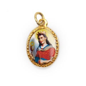 MD103078P10 - Medalha de Alumínio Oval Dourada c/ 10un. Santa Bárbara - 2X1,3cm
