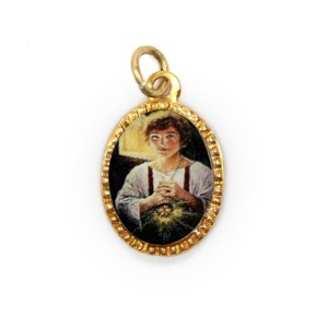 MD103313P10 - Medalha de Alumínio Oval Dourada c/ 10un. São Tarcísio - 2x1,3cm