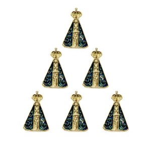 BO10012P6 - Botton N. Sra. Aparecida Dourado c/ 6un. - 2x1,3cm
