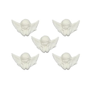 AJ11001P5 - Anjinho de Biscuit Branco c/ 5un. - 3,2x2cm