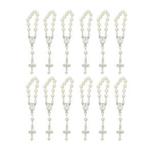 DZ1070003P12 - Dezena Pérola Creme c/12un. (Mini Terço) - 9,5x1cm