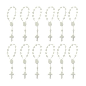 DZ05001P12 - Dezena de Acrílico Branca c/12un. (Mini Terço) - 13,5x1cm