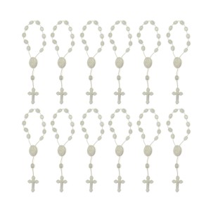 DZ05003P12 - Dezena de Acrílico Branca Perolada c/12un. (Mini Terço) - 13,5x1cm