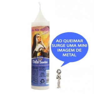 VE155107 - Vela Santa Rita de Cássia c/ Santo de Bolso - 14x3cm