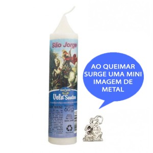 VE155123 - Vela São Jorge c/ Santo de Bolso - 14x3cm