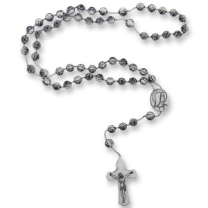 TE050300 - Terço Acrílico Preto Envelhecido  - 38cm