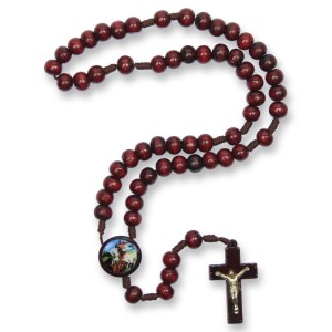 TE940411 - Terço São Jorge Madeira - 37cm