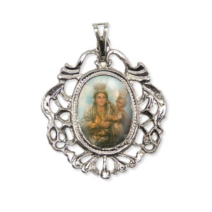 MD129022 - Medalha N. Sra. de Achiropita Camafeu Níquel - 5x4,2cm