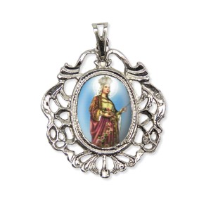 MD129062 - Medalha Santa Isabel da Hungria Camafeu Níquel - 5x4,2cm