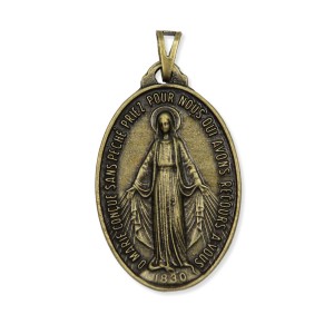 MD520107 - Medalha N. Sra. Das Graças Ouro Velho - 4,2x2,6cm