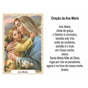 OG14008P100 - Oração Ave Maria c/ 100un. - 9,5x6,5cm
